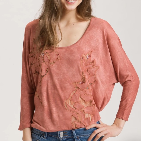 Free People Cutout Embroidery Dolman Top - Picture 1 of 11